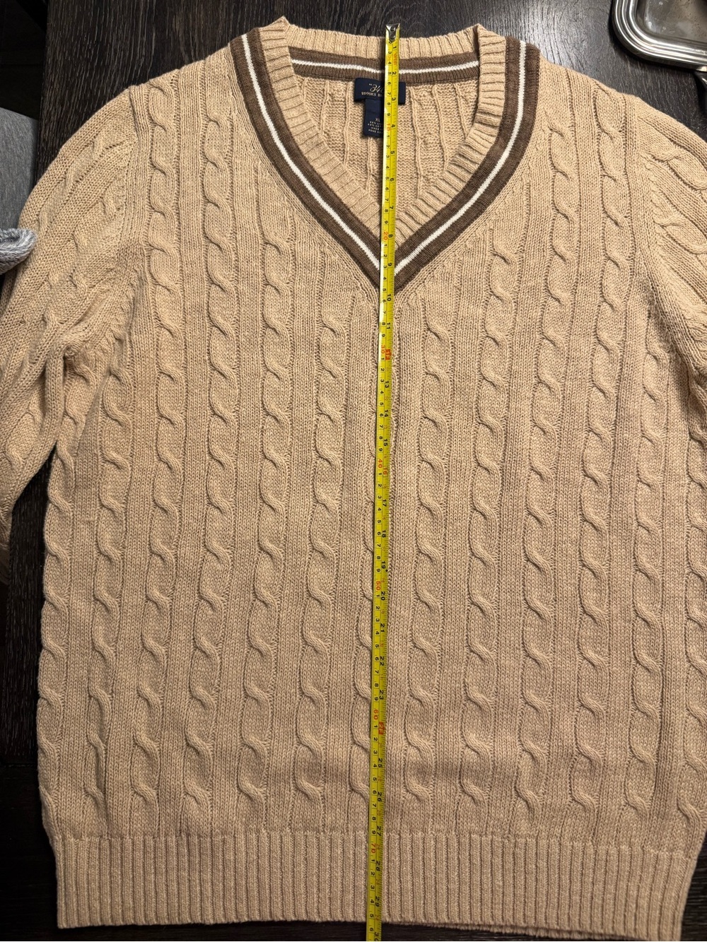 Brooks Brothers 346 Men's XL Beige Linen Cotton Cable Knit Cricket Sweater - Picture 9 of 9